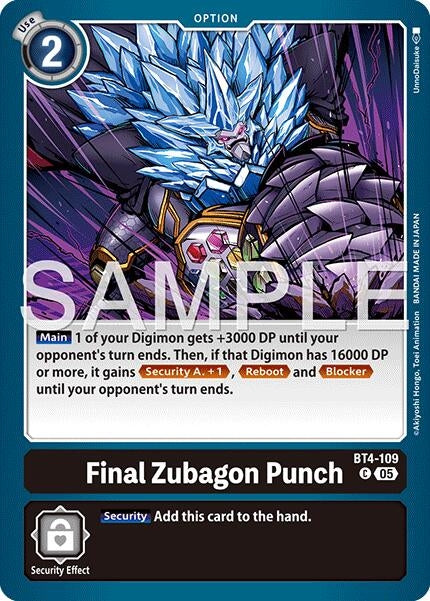Final Zubagon Punch (Reprint) (BT4-109 C) [Advanced Booster Digimon Generation]