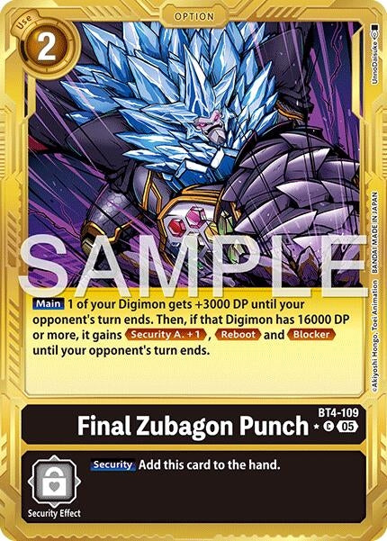 Image for Final Zubagon Punch (Gold Border) (BT4-109 C) [Advanced Booster Digimon Generation] - Digimon Card Game