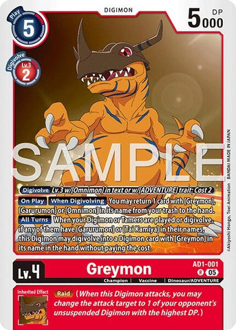 Greymon (AD1-001 R) [Advanced Booster Digimon Generation]