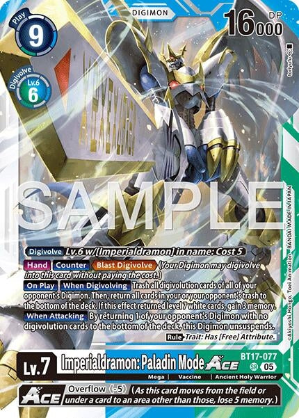 Image for Imperialdramon: Paladin Mode ACE (Reprint) (BT17-077 SR) [Advanced Booster Digimon Generation] - Digimon Card Game