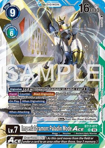 Image for Imperialdramon: Paladin Mode ACE (Reprint) (BT17-077 SR) [Advanced Booster Digimon Generation] - Digimon Card Game