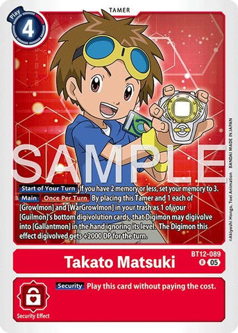 Image for Takato Matsuki - BT12-089 (Reprint) (BT12-089 R) [Advanced Booster Digimon Generation] - Digimon Card Game