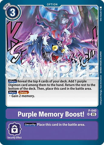 Image for Purple Memory Boost! (Reprint) (P-040 SR) [Advanced Booster Digimon Generation] - Digimon Card Game