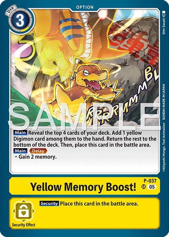 Image for Yellow Memory Boost! (Reprint) (P-037 SR) [Advanced Booster Digimon Generation] - Digimon Card Game