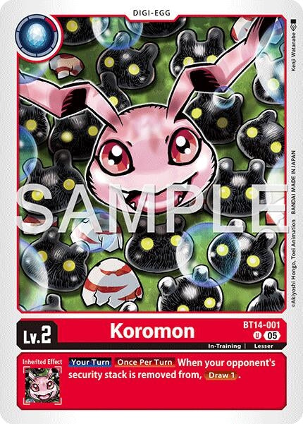 Image for Koromon - BT14-001 (Reprint) (BT14-001 U) [Advanced Booster Digimon Generation] - Digimon Card Game