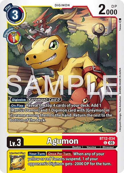 Image for Agumon - BT12-034 (Reprint) (BT12-034 C) [Advanced Booster Digimon Generation] - Digimon Card Game