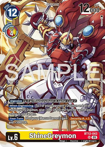Image for ShineGreymon - BT12-043 (Reprint) (BT12-043 SR) [Advanced Booster Digimon Generation] - Digimon Card Game