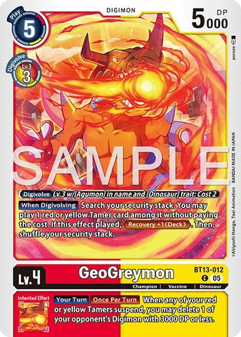 Image for Geogreymon - BT13-012 (Reprint) (BT13-012 C) [Advanced Booster Digimon Generation] - Digimon Card Game