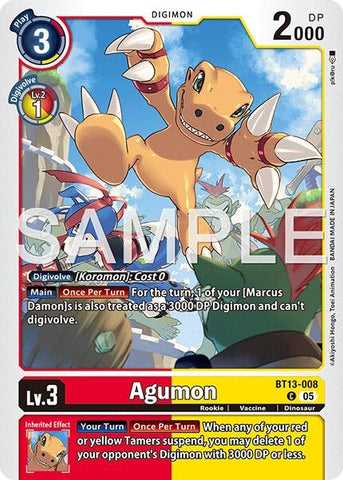 Image for Agumon - BT13-008 (Reprint) (BT13-008 C) [Advanced Booster Digimon Generation] - Digimon Card Game