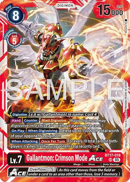 Image for Gallantmon: Crimson Mode ACE (Reprint) (BT17-018 SR) [Advanced Booster Digimon Generation] - Digimon Card Game