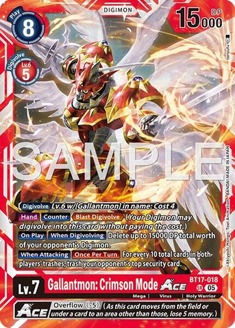 Image for Gallantmon: Crimson Mode ACE (Reprint) (BT17-018 SR) [Advanced Booster Digimon Generation] - Digimon Card Game