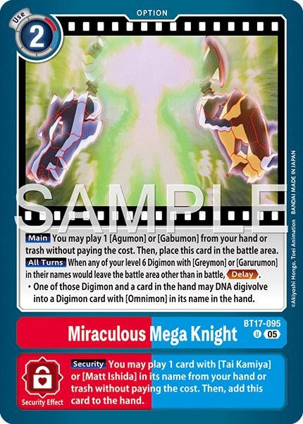 Image for Miraculous Mega Knight (Reprint) (BT17-095 U) [Advanced Booster Digimon Generation] - Digimon Card Game