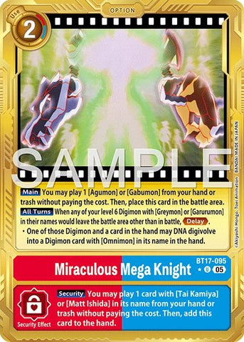 Image for Miraculous Mega Knight (Gold Border) (BT17-095 U) [Advanced Booster Digimon Generation] - Digimon Card Game