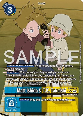 Image for Matt Ishida & T.K. Takaishi (Alternate Art) (AD1-019) [Advanced Booster Digimon Generation] - Digimon Card Game