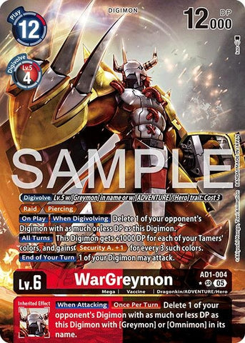 Image for WarGreymon - AD1-004 (Alternate Art) (AD1-004 SR) [Advanced Booster Digimon Generation] - Digimon Card Game