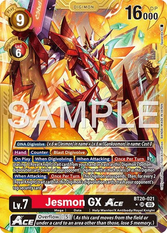 Image for Jesmon GX ACE (Gold Border) (BT20-021 SR) [Advanced Booster Digimon Generation] - Digimon Card Game