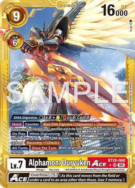 Image for Alphamon: Ouryuken ACE (Gold Border) (BT20-060 SR) [Advanced Booster Digimon Generation] - Digimon Card Game