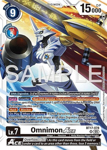 Image for Omnimon ACE (Reprint) (BT17-078 SR) [Advanced Booster Digimon Generation] - Digimon Card Game