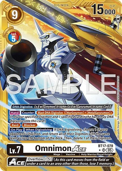 Image for Omnimon ACE (Gold Border) (BT17-078 SR) [Advanced Booster Digimon Generation] - Digimon Card Game