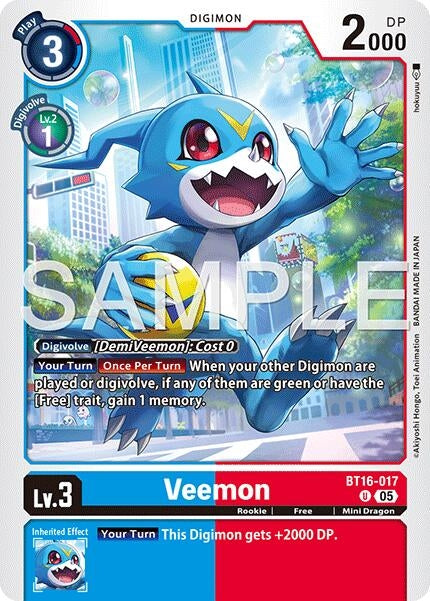 Image for Veemon - BT16-017 (Reprint) (BT16-017 U) [Advanced Booster Digimon Generation] - Digimon Card Game