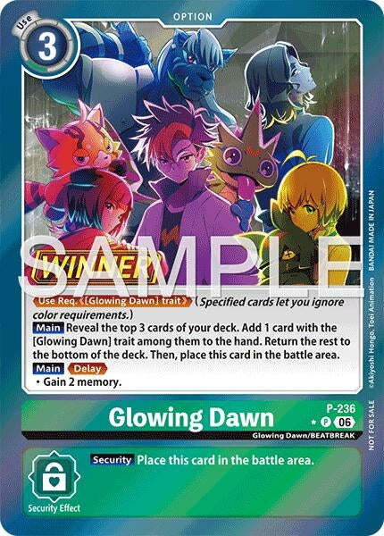 Image for Glowing Dawn (Store Tournament 2026 Vol. 2 Winner Pack) (P-236 P) [Digimon Promotion Cards] - Digimon Card Game