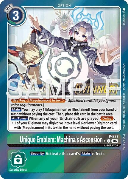 Image for Unique Emblem: Machina's Ascension (Store Tournament 2026 Vol. 2 Winner Pack) (P-237 P) [Digimon Promotion Cards] - Digimon Card Game