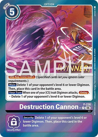 Image for Destruction Cannon (Store Tournament 2026 Vol. 2 Winner Pack) (P-238 P) [Digimon Promotion Cards] - Digimon Card Game