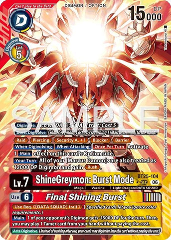 Image for ShineGreymon: Burst Mode // Final Shining Burst (Alternate Art) (BT25-104 SEC) [Dual Revolution] - Digimon Card Game