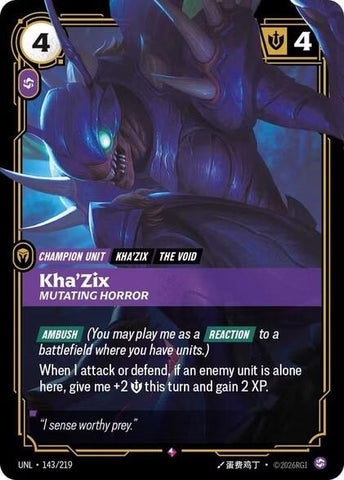 Image for Kha'Zix - Mutating Horror (143/219) [Unleashed] - Riftbound: League of Legends Trading Card Game
