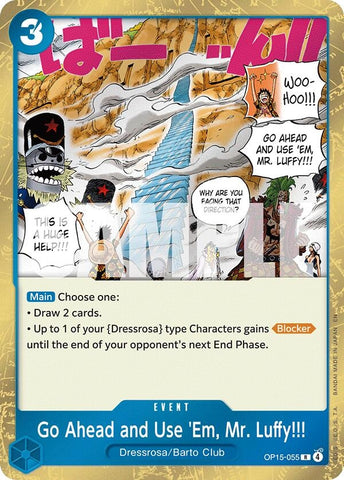 Image for Go Ahead and Use 'Em, Mr. Luffy!!! (OP15-055) [Adventure on Kami's Island] - One Piece Card Game