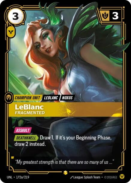 Image for LeBlanc - Fragmented (Alternate Art) (172a/219) [Unleashed] - Riftbound: League of Legends Trading Card Game