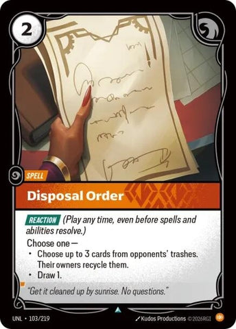 Image for Disposal Order (103/219) [Unleashed] - Riftbound: League of Legends Trading Card Game