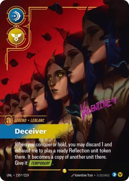 Image for LeBlanc - Deceiver (Signature) (235*/219) [Unleashed] - Riftbound: League of Legends Trading Card Game