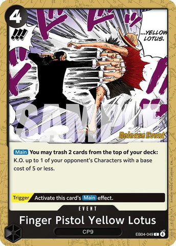 Image for Finger Pistol Yellow Lotus (EB04-049) [Adventure on Kami's Island Release Event Cards] - One Piece Card Game