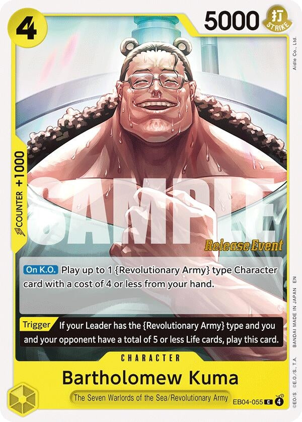 Image for Bartholomew Kuma (EB04-055) (EB04-055) [Adventure on Kami's Island Release Event Cards] - One Piece Card Game