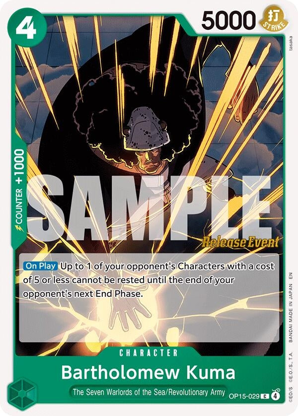 Image for Bartholomew Kuma (OP15-029) (OP15-029) [Adventure on Kami's Island Release Event Cards] - One Piece Card Game