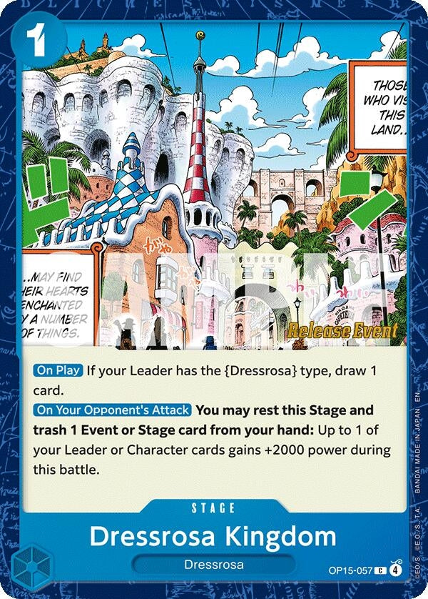 Image for Dressrosa Kingdom (OP15-057) [Adventure on Kami's Island Release Event Cards] - One Piece Card Game