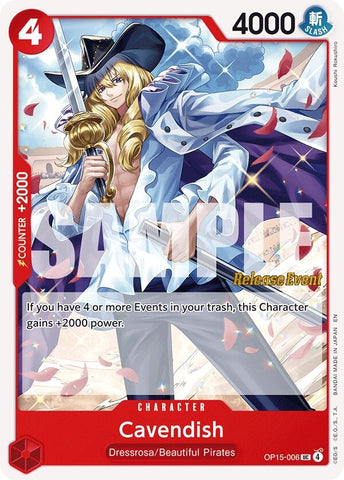 Image for Cavendish (OP15-006) [Adventure on Kami's Island Release Event Cards] - One Piece Card Game