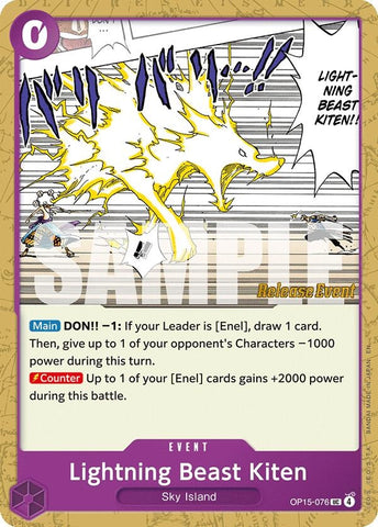Image for Lightning Beast Kiten (OP15-076) [Adventure on Kami's Island Release Event Cards] - One Piece Card Game