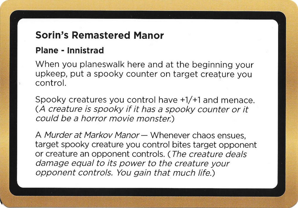 Image for Sorin's Remastered Manor (Black Lotus Unknown Planechase) [Oversize Cards] (OVER) - Magic: The Gathering