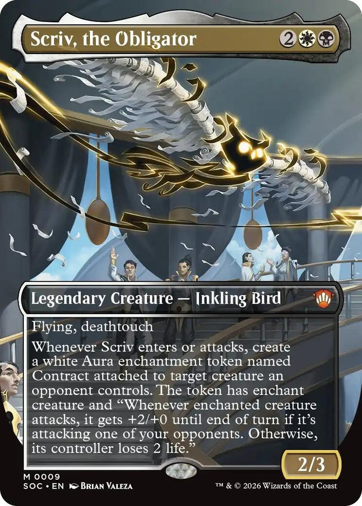 Scriv, the Obligator (Borderless) (9) [Secrets of Strixhaven]