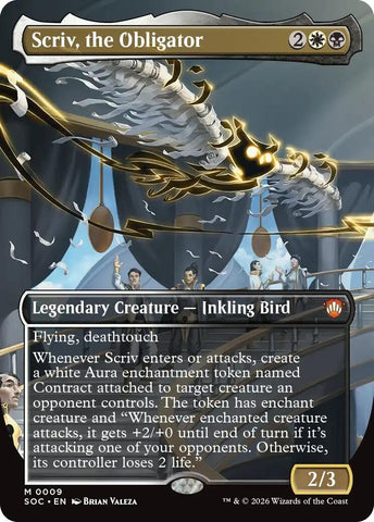Scriv, the Obligator (Borderless) (9) [Secrets of Strixhaven]