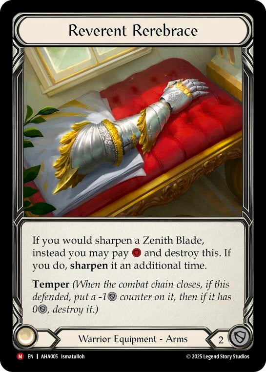 Image for Reverent Rerebrace (AHA005) [Armory Deck Origins: Hala] - Flesh and Blood TCG