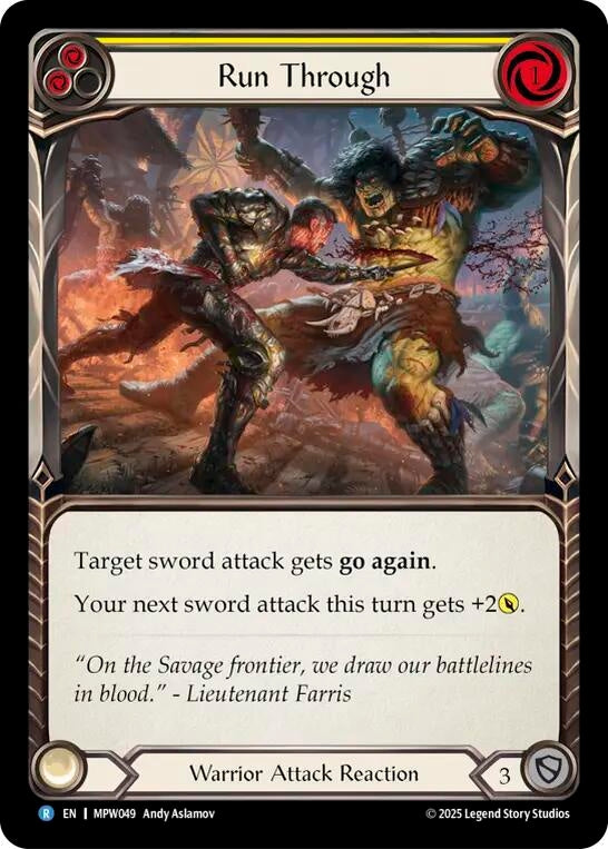 Image for Run Through (Yellow) (MPW049) [Mastery Pack Warrior] (MPW) - Flesh and Blood TCG