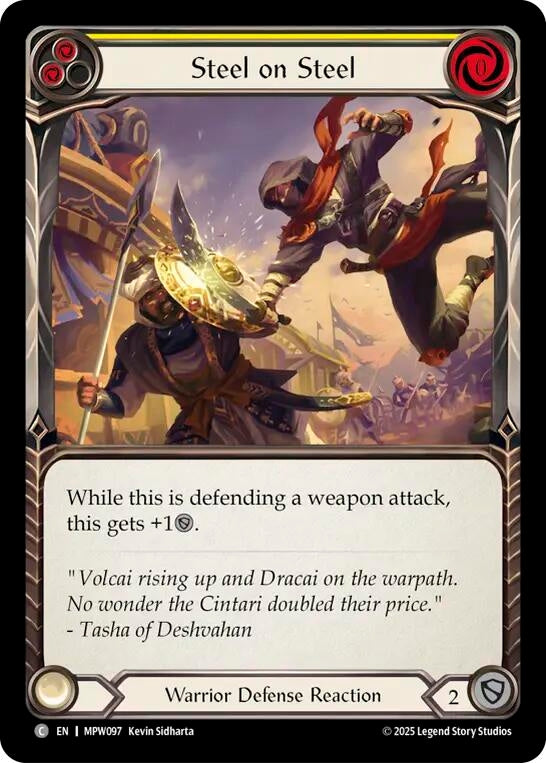 Image for Steel on Steel (Yellow) (MPW097) [Mastery Pack Warrior] (MPW) - Flesh and Blood TCG