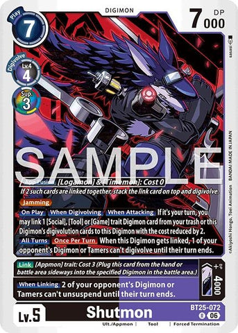 Image for Shutmon (BT25-072 R) [Dual Revolution] - Digimon Card Game