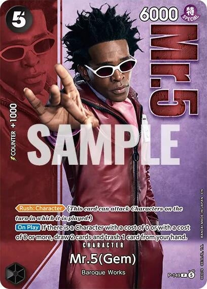 Image for Mr.5 (Gem) - P-149 (Premium Card Collection -Live Action Edition Vol.2 Baroque Works-) (P-149) [One Piece Promotion Cards] (OP-PR) - One Piece Card Game