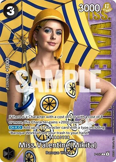 Image for Miss.Valentine (Mikita) - P-147 (Premium Card Collection -Live Action Edition Vol.2 Baroque Works-) (P-147) [One Piece Promotion Cards] (OP-PR) - One Piece Card Game