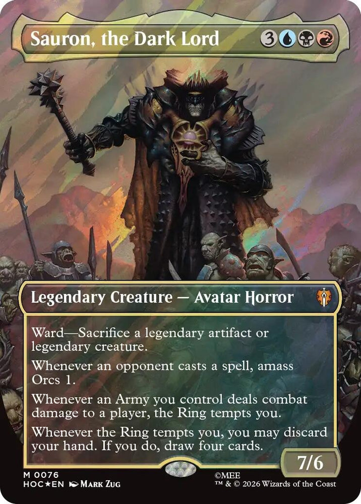 Image for Sauron, the Dark Lord (Borderless) (Surge Foil) (76) [The Hobbit: Eternal-Legal] (HOC) - Magic: The Gathering