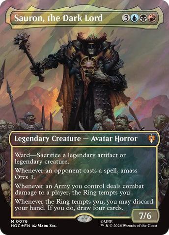 Image for Sauron, the Dark Lord (Borderless) (Surge Foil) (76) [The Hobbit: Eternal-Legal] (HOC) - Magic: The Gathering